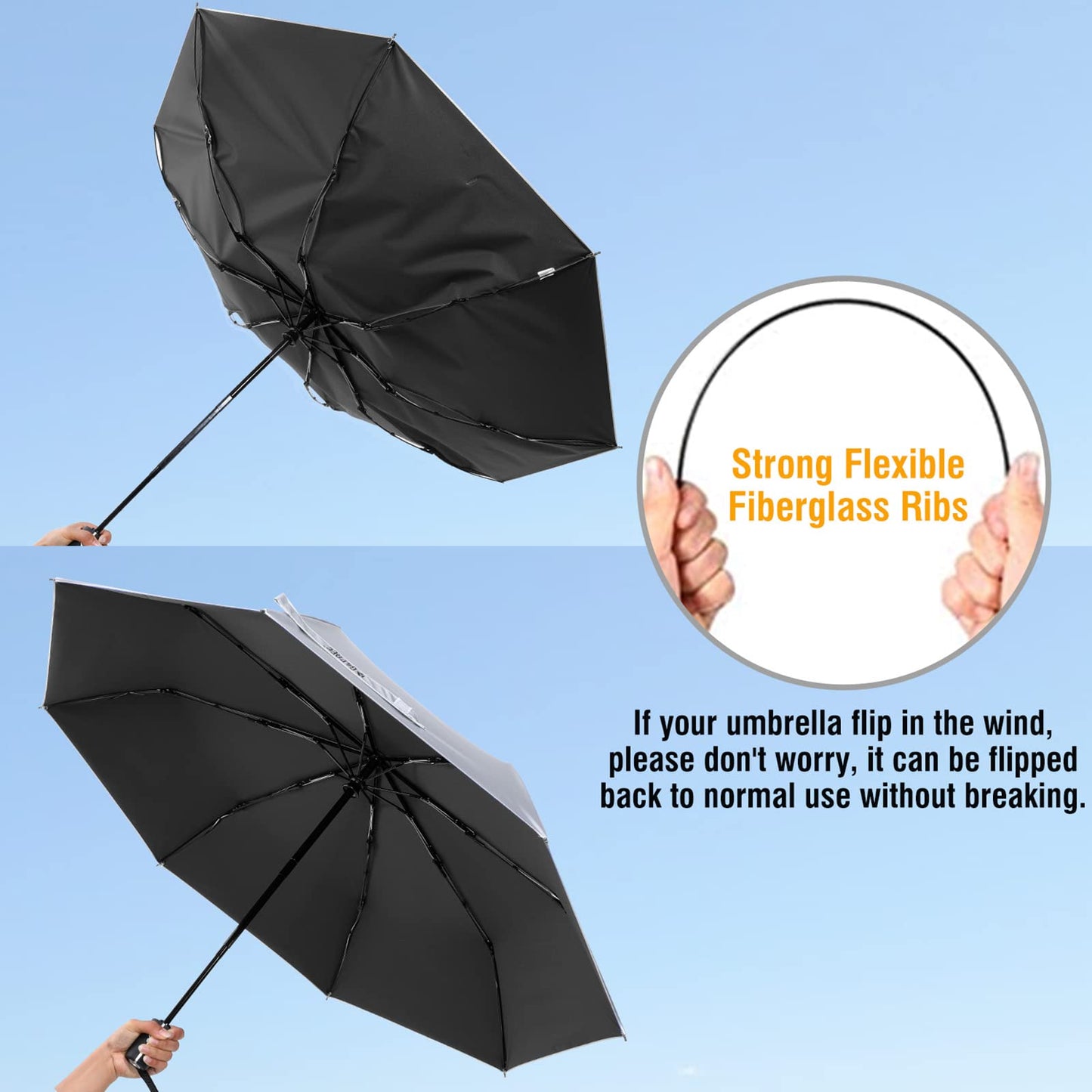 G4Free 46 Inch Auto Open UPF 50+ UV Protection Large Travel Umbrella