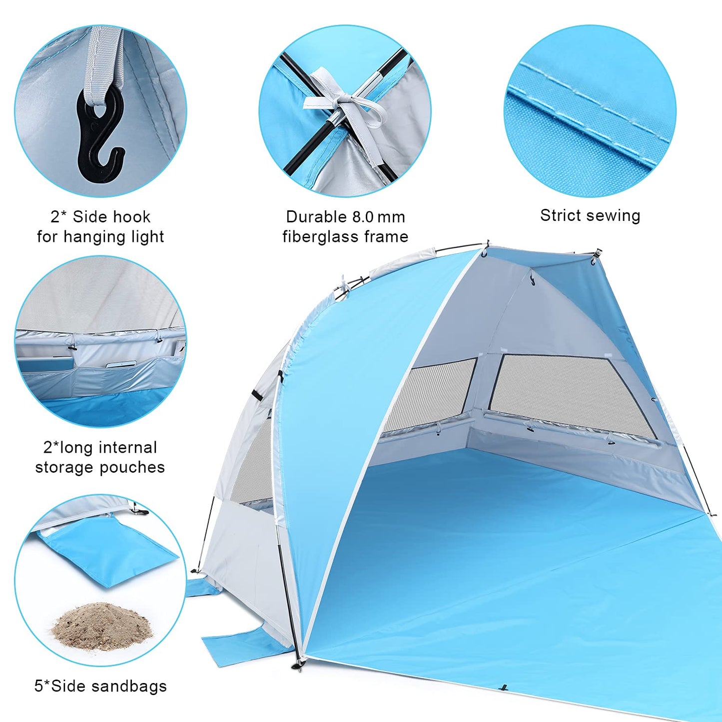 G4Free Large Pop up Beach Tent for 3-4 Person