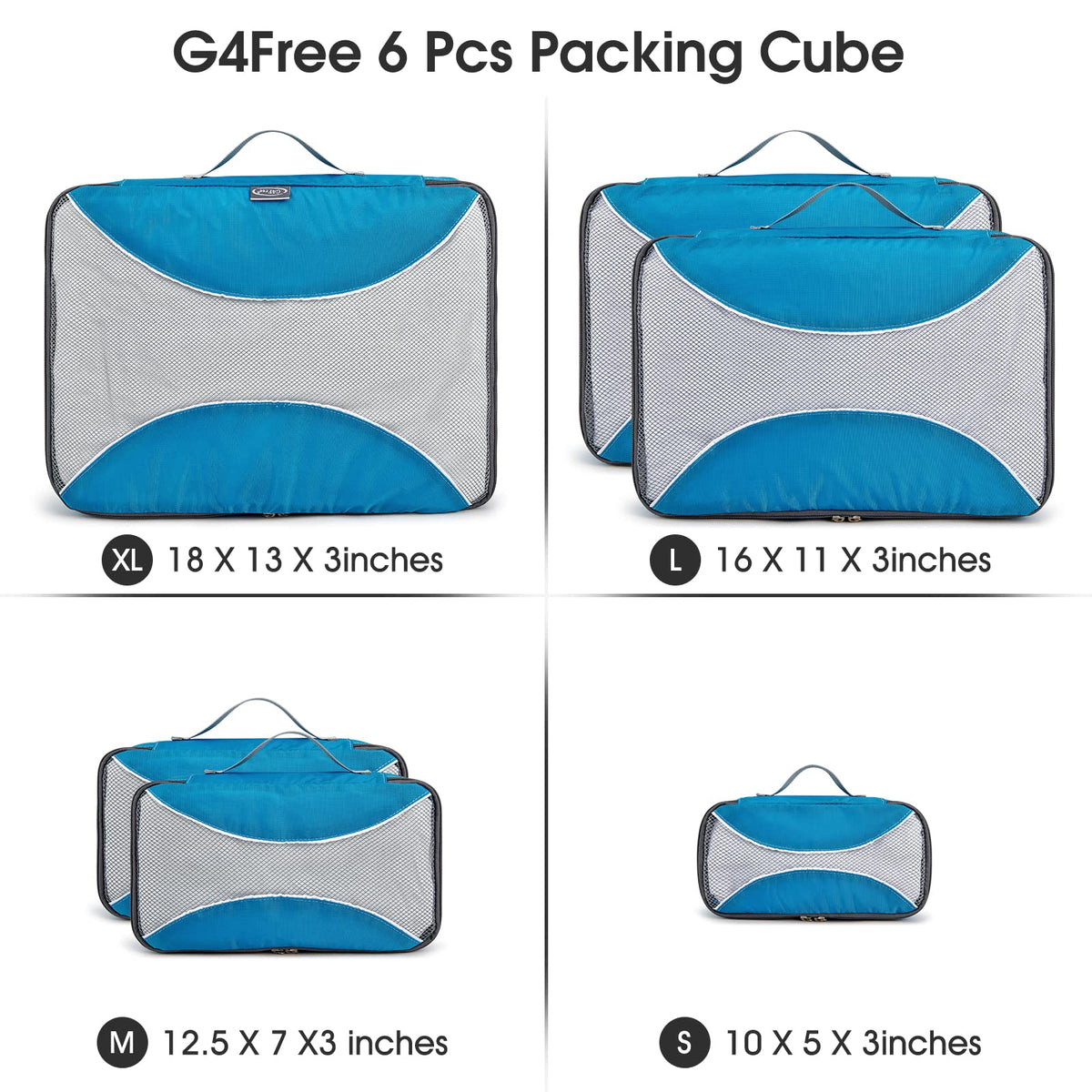 G4Free Activewear - G4Free Packing Cubes 6pcs Travel Accessories Organizers Travel Packing Bags -D10V005A-D10V005B