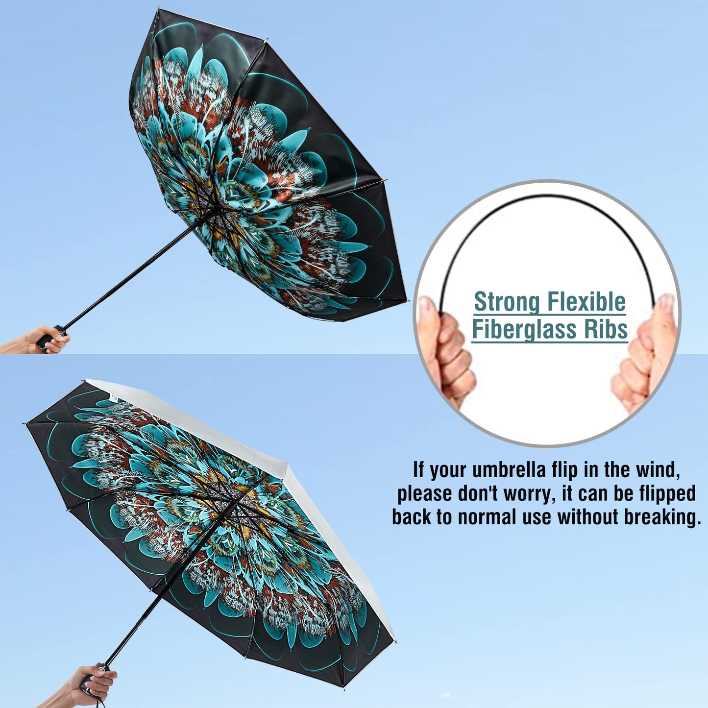 G4Free 46 Inch Auto Open UPF 50+ UV Protection Large Travel Umbrella