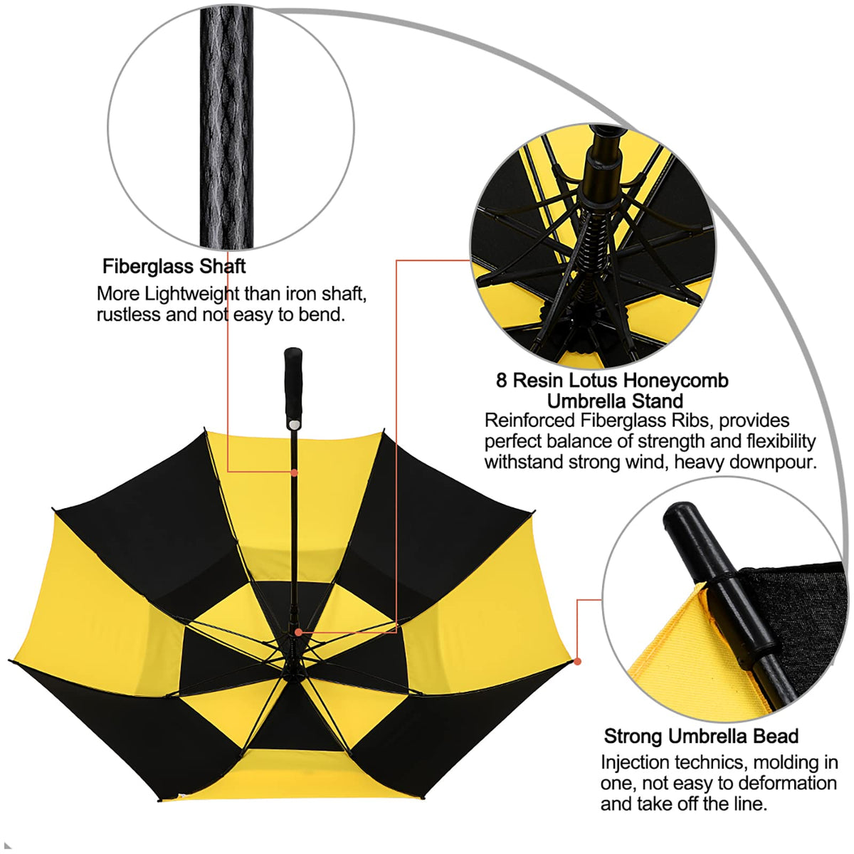 G4Free G4Free Automatic Open Golf Umbrella Double Canopy Vented Stick Umbrellas