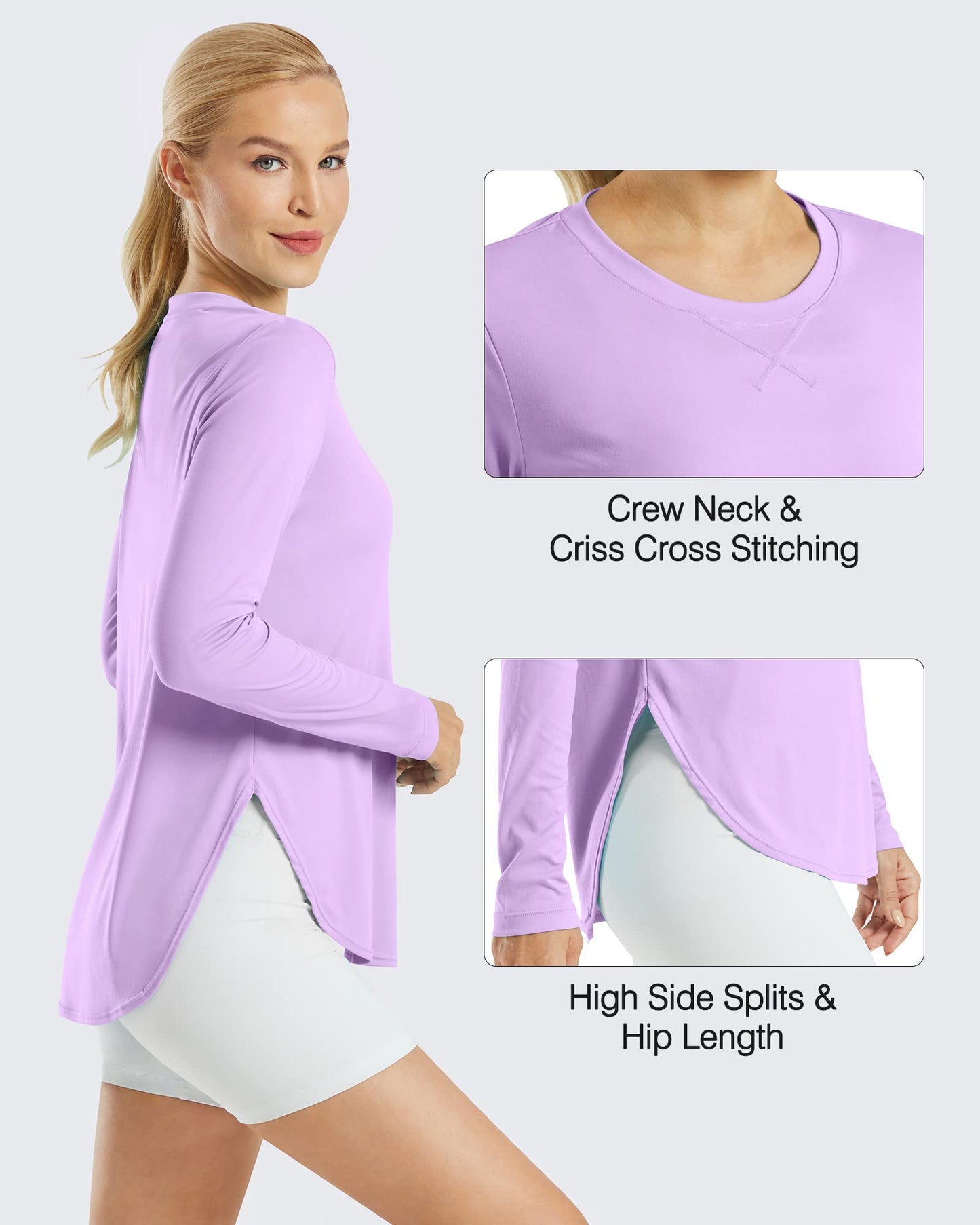 G4Free Women's UPF 50+ UV Loose Long Sleeve Workout Sun Shirt