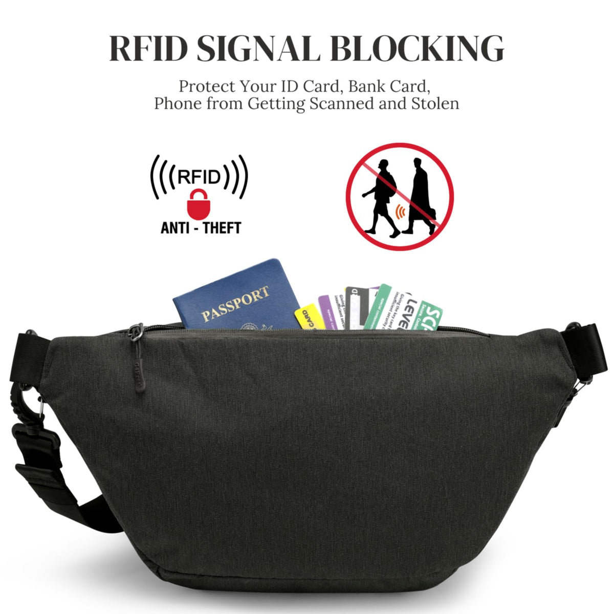 G4Free Activewear - G4Free Sling Bag RFID Blocking Over Shoulder Belt Bag -TN23B200A-TN23B200C-TN23B200B