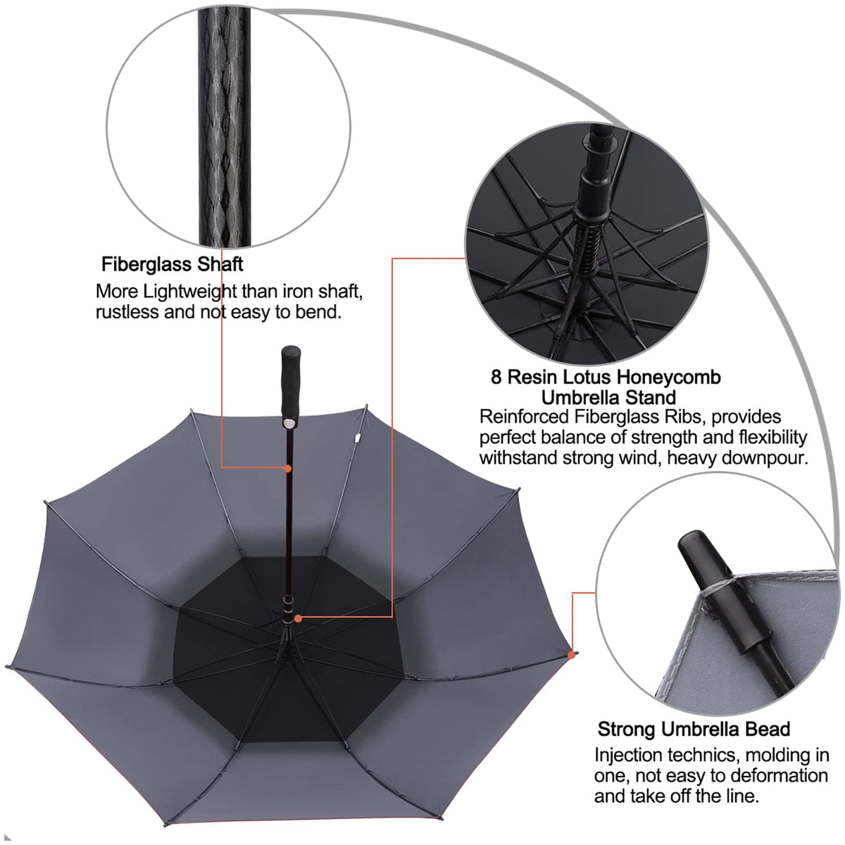 G4Free G4Free Automatic Open Golf Umbrella Double Canopy Vented Stick Umbrellas
