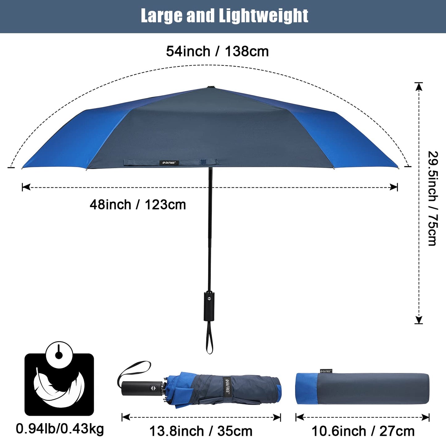 G4Free 54 Inch Large Golf Umbrella