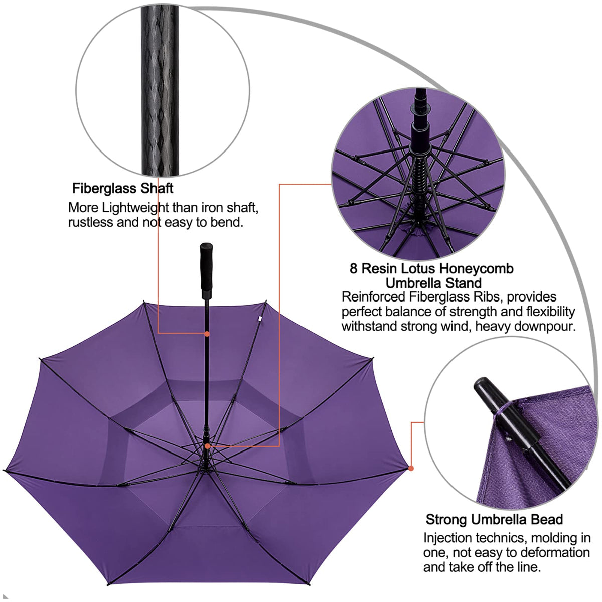 G4Free G4Free Automatic Open Golf Umbrella Double Canopy Vented Stick Umbrellas