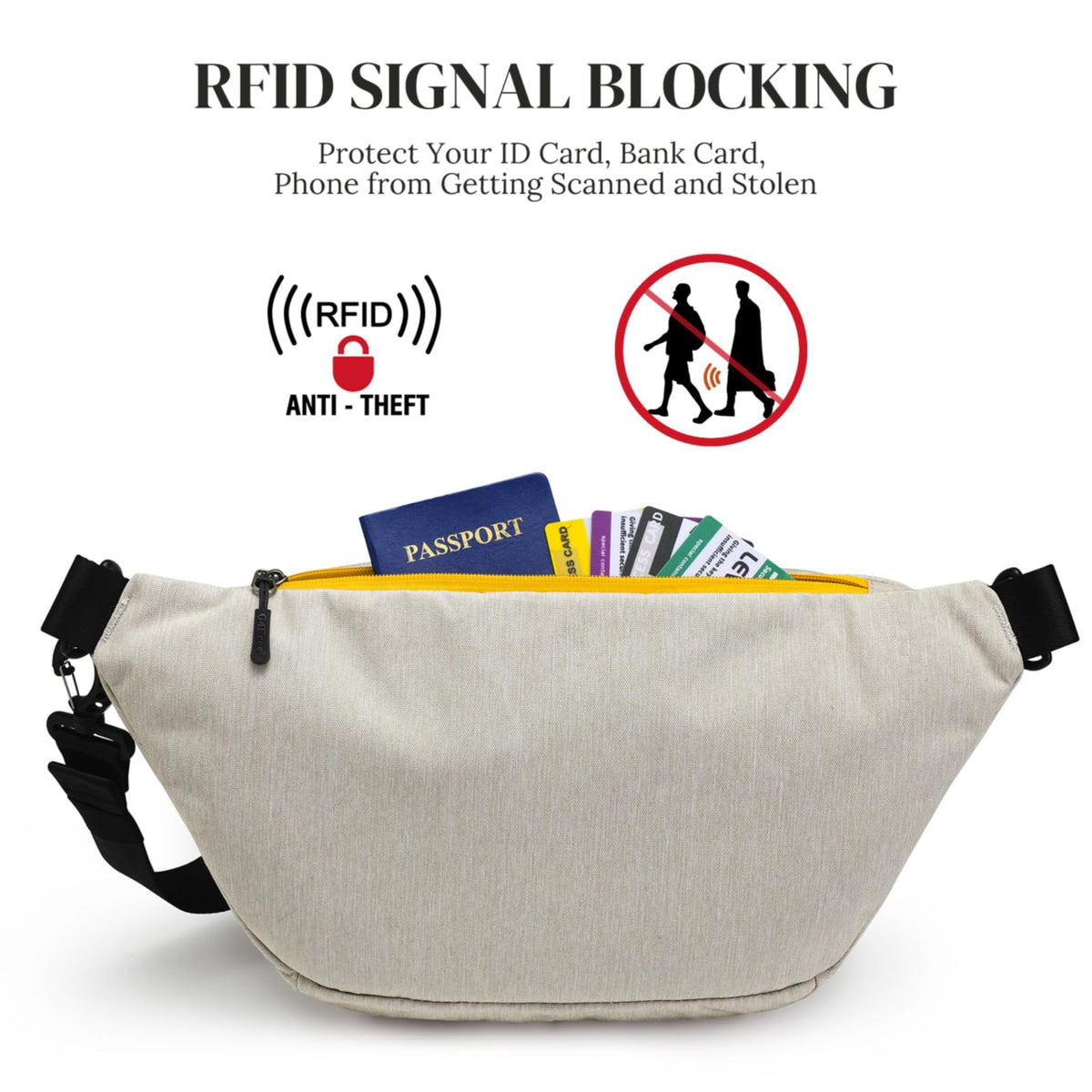G4Free Activewear - G4Free Sling Bag RFID Blocking Over Shoulder Belt Bag -TN23B200A-TN23B200C-TN23B200B