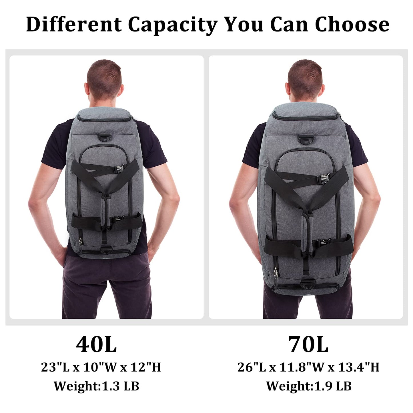 G4Free 70L Large 3-Way Duffle Backpack Gym Bag with Shoe Compartment