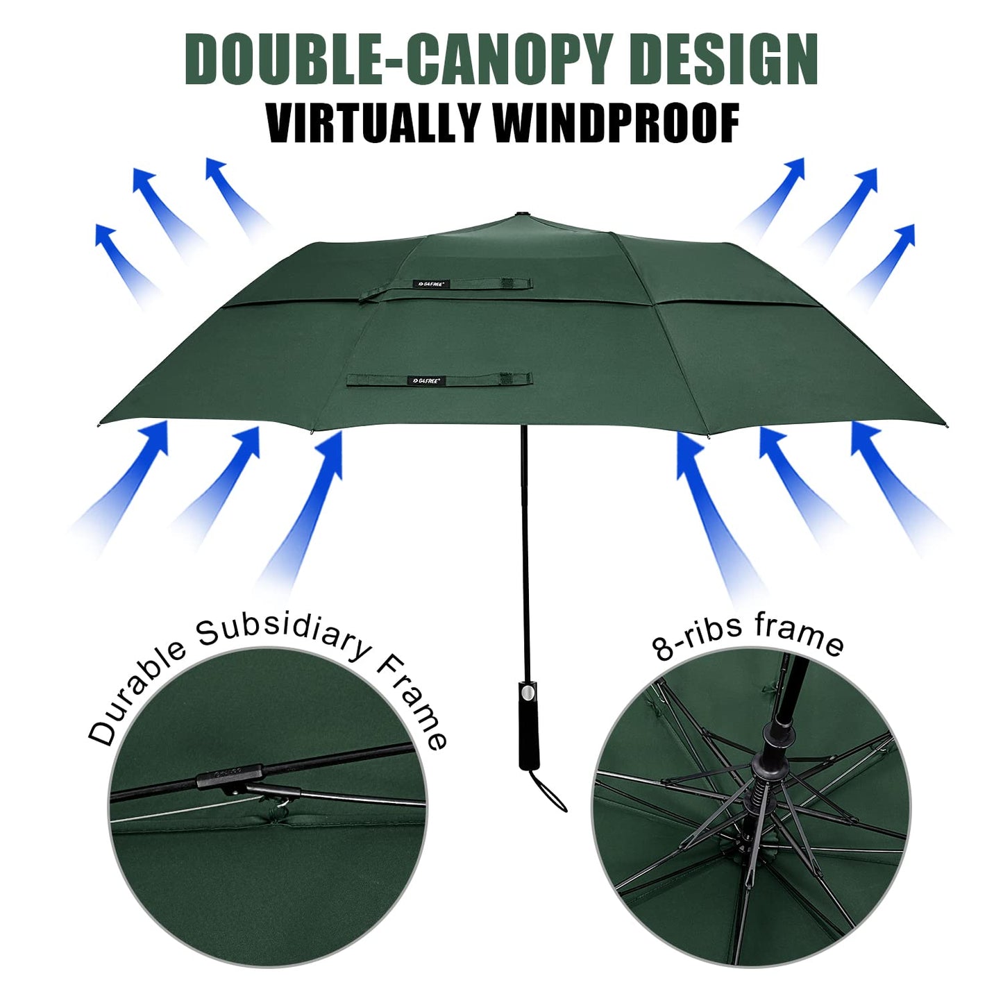 G4Free 62 Inch Portable Automatic Open Oversize Vented Double Canopy Umbrellas