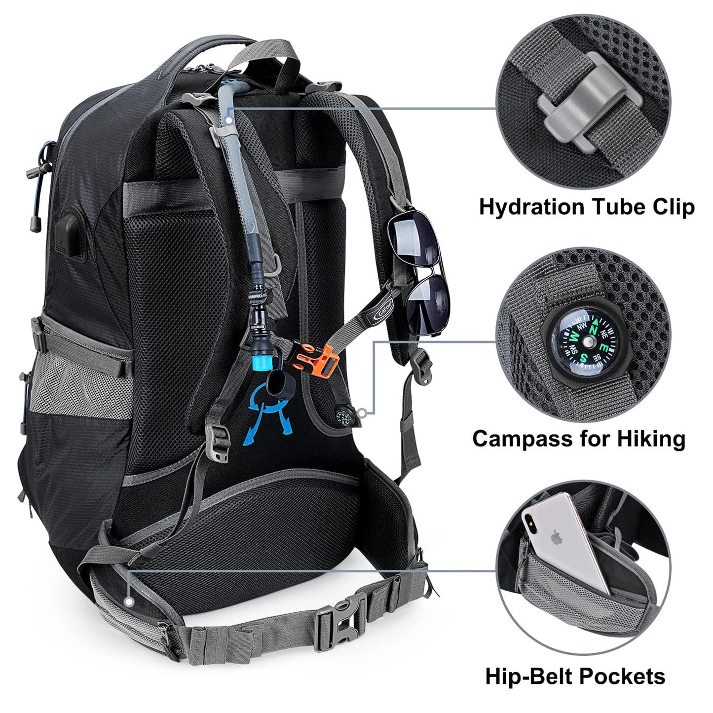 G4Free 50L Hiking Backpack with Rain Cover for Men Women