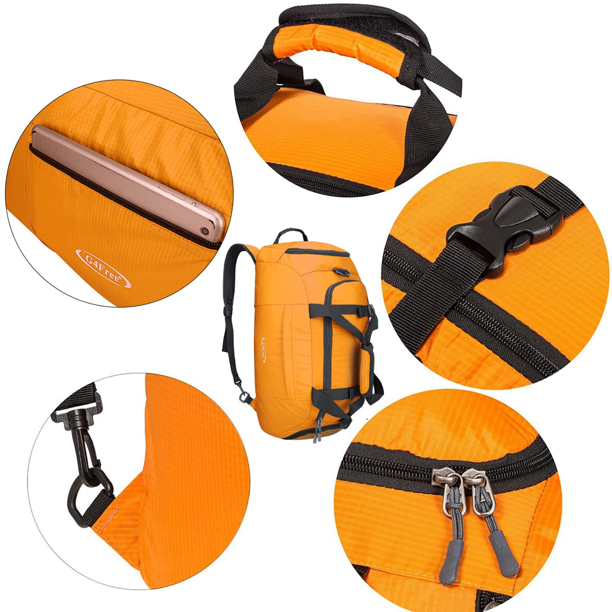 G4Free G4Free 40L 3-Way Duffle Bag Backpack Gym Bag