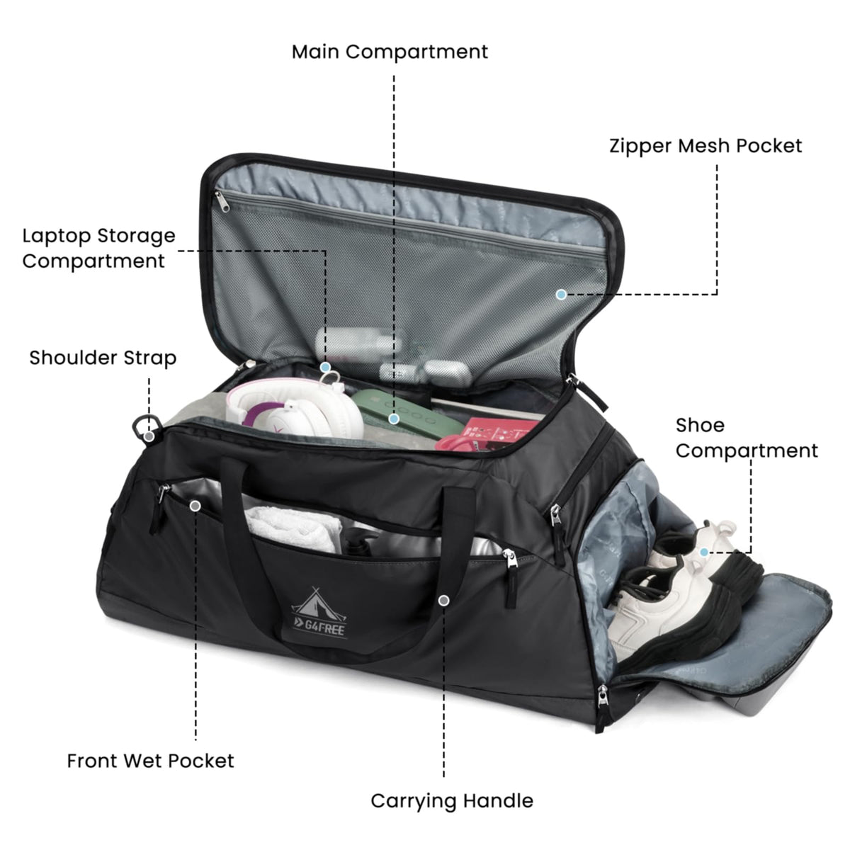 G4Free Activewear - G4Free 60L Gym Bag -TN23B197A-TN23B197C-TN23B197B