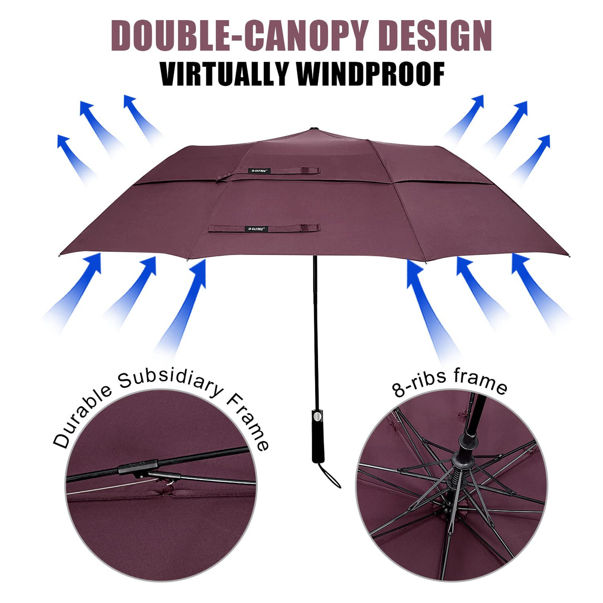 G4Free G4Free 62 Inch Portable Automatic Open Oversize Vented Double Canopy Umbrellas