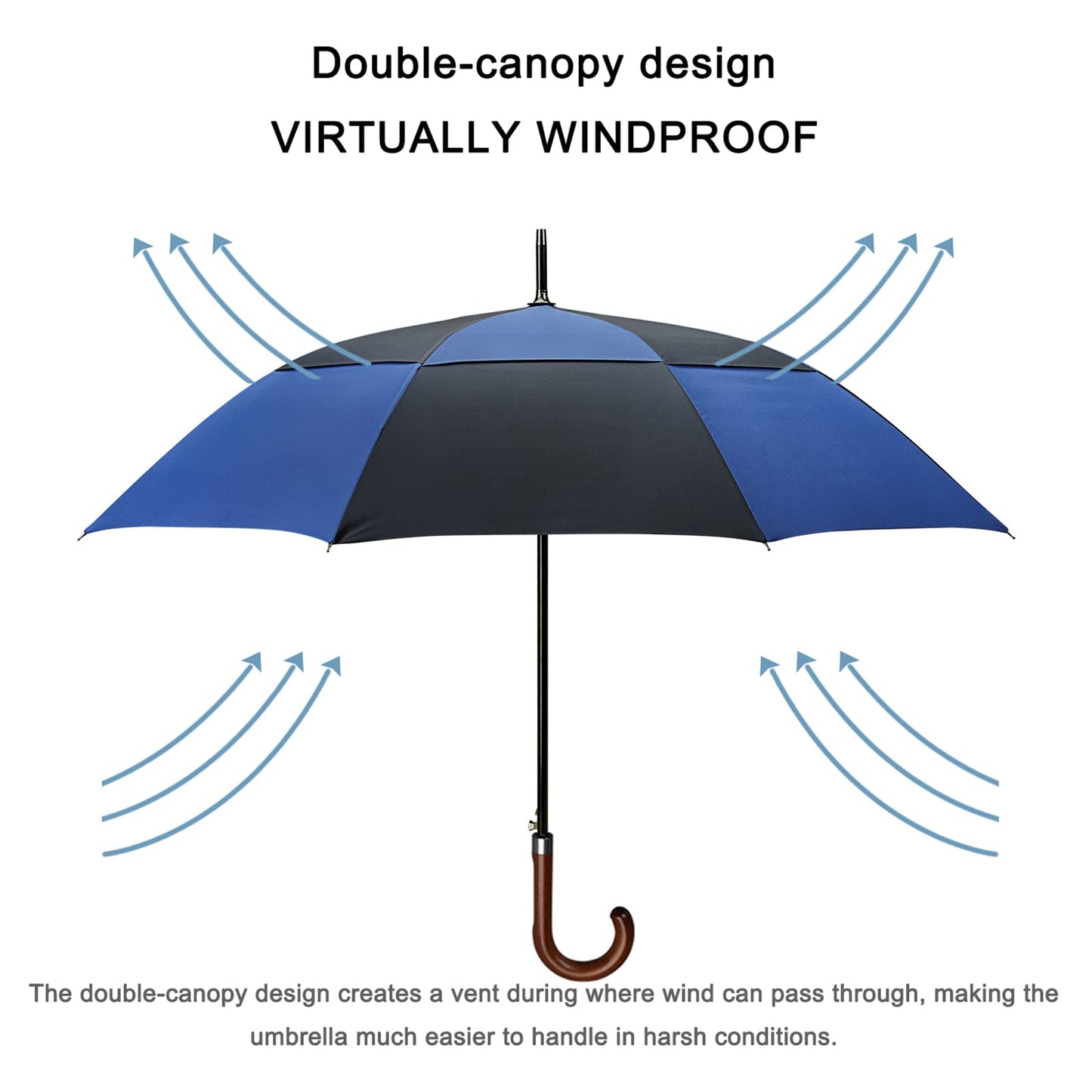 G4Free 52/62inch Wooden J Handle Auto Open  Golf Umbrella