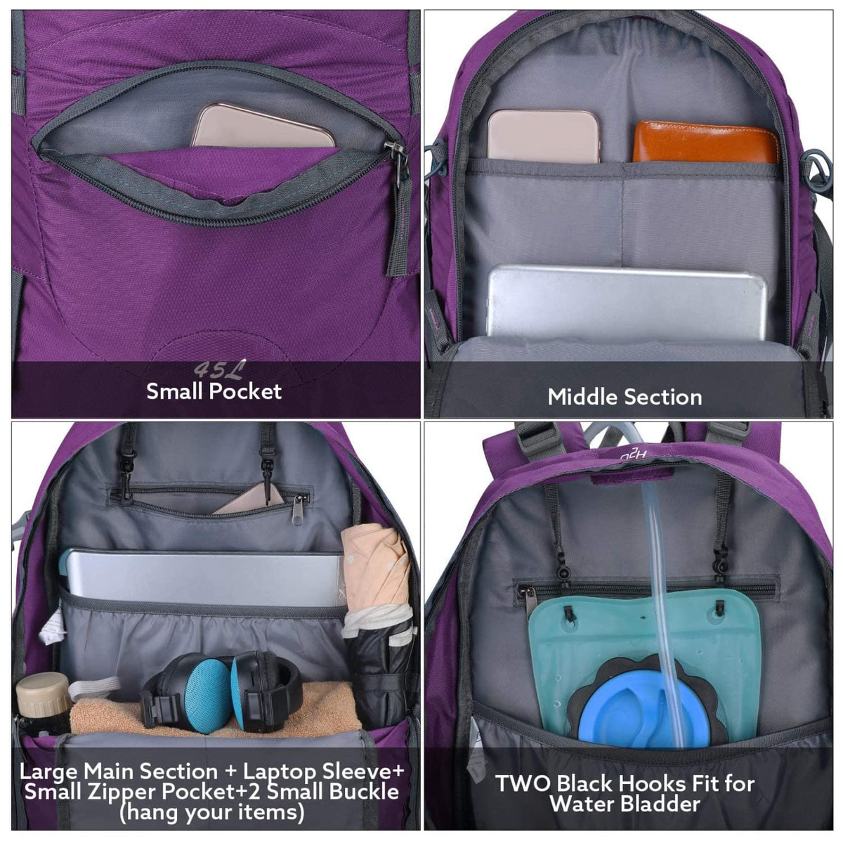 G4Free Activewear - G4Free 45L Waterproof Hiking Travel Backpack with Rain Cover -D02V648A-D02V648B-D02V648C-D02V648D
