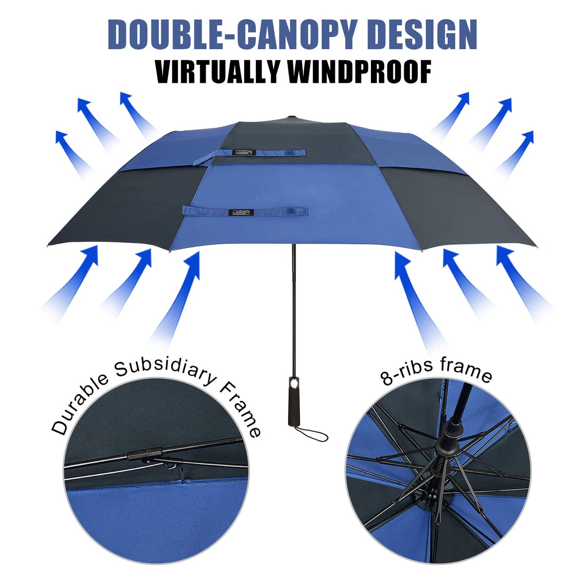 G4Free G4Free 62 Inch Portable Automatic Open Oversize Vented Double Canopy Umbrellas