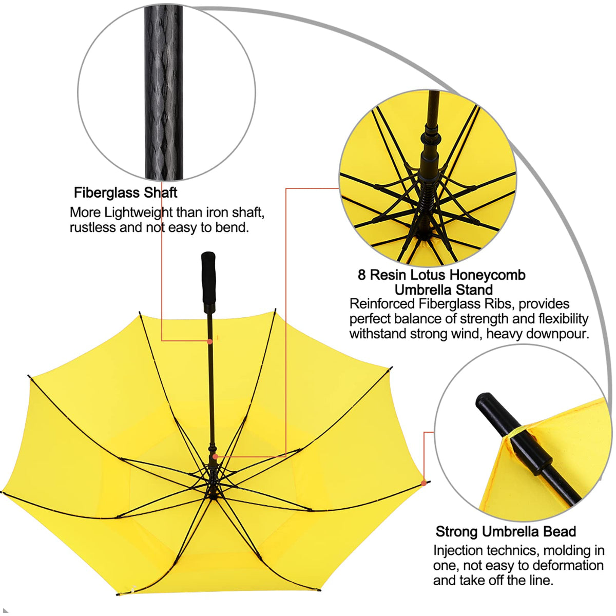 G4Free G4Free Automatic Open Golf Umbrella Double Canopy Vented Stick Umbrellas
