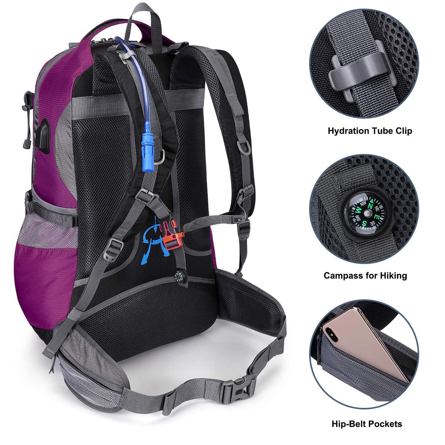 G4Free 50L Hiking Backpack with Rain Cover for Men Women