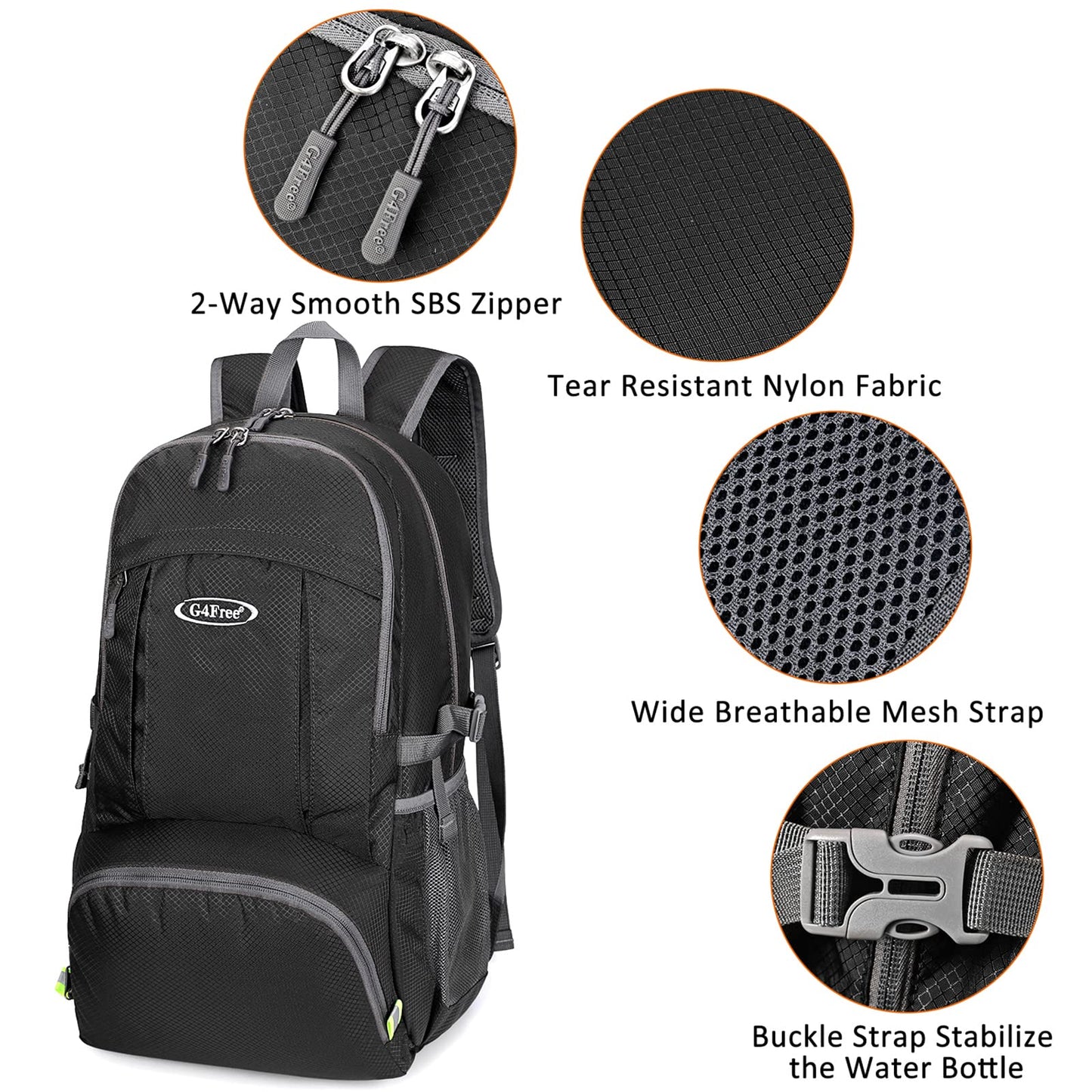 G4Free 40L Lightweight Packable Hiking Backpack