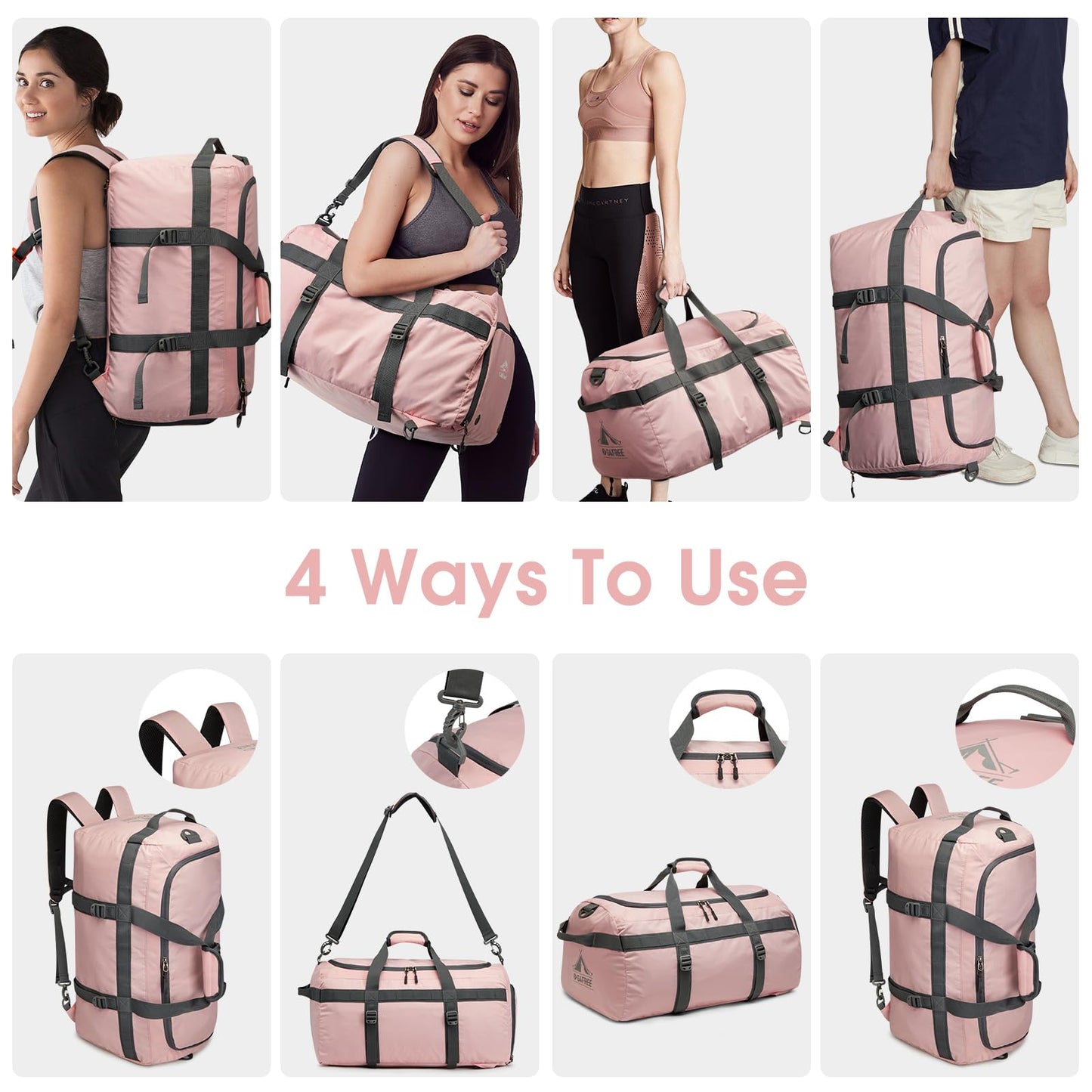 G4Free 45L Duffle Gym Bag for Women Men