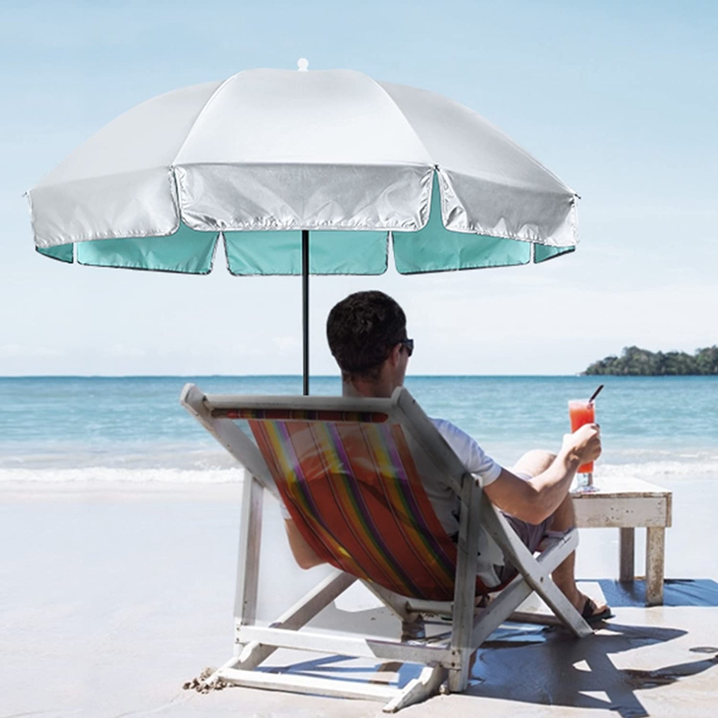 G4Free Universal Clamp On Umbrella Adjustable Outdoor UV Protection Beach Chair Umbrella