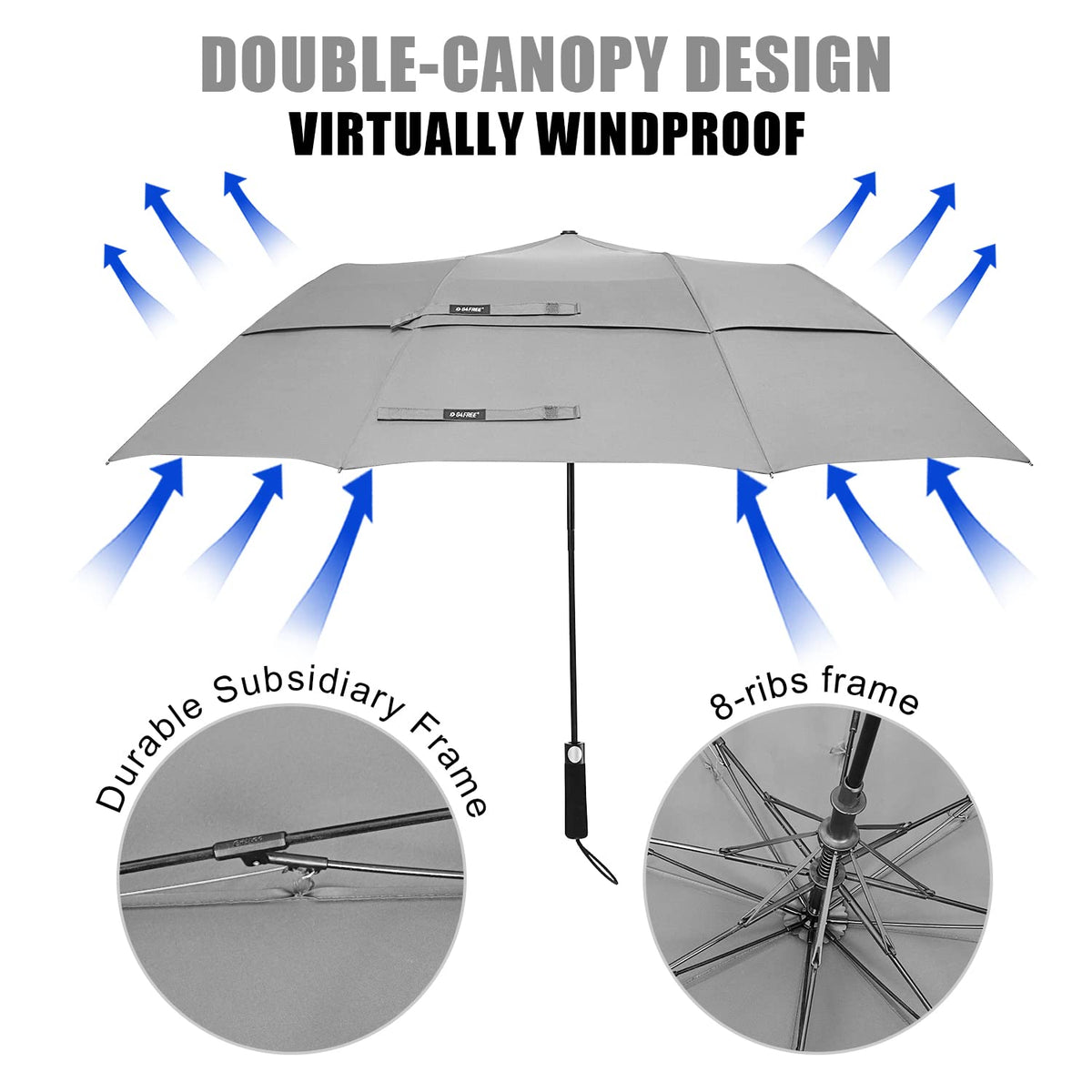 G4Free G4Free 62 Inch Portable Automatic Open Oversize Vented Double Canopy Umbrellas