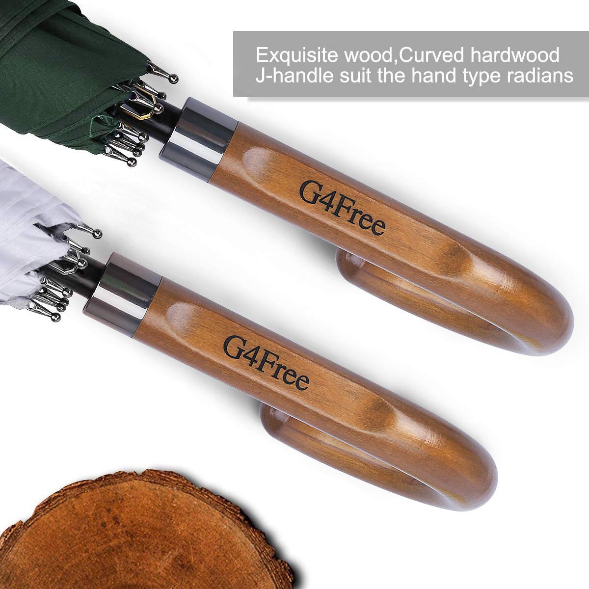 G4Free 52/62inch Wooden J Handle Auto Open Golf Umbrella