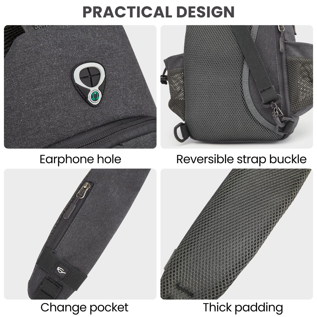 G4Free G4Free Canvas Sling Bag Crossbody Backpack with USB Charging Port & RFID Blocking