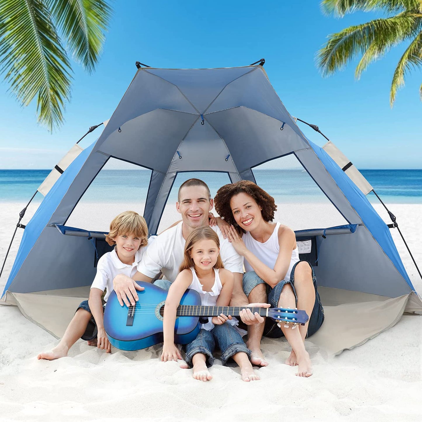 G4Free 3-4 Person Beach Tent Pop Up Shade