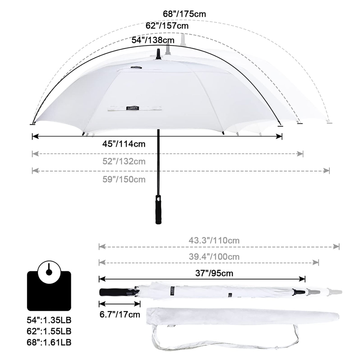G4Free G4Free Automatic Open Golf Umbrella Double Canopy Vented Stick Umbrellas