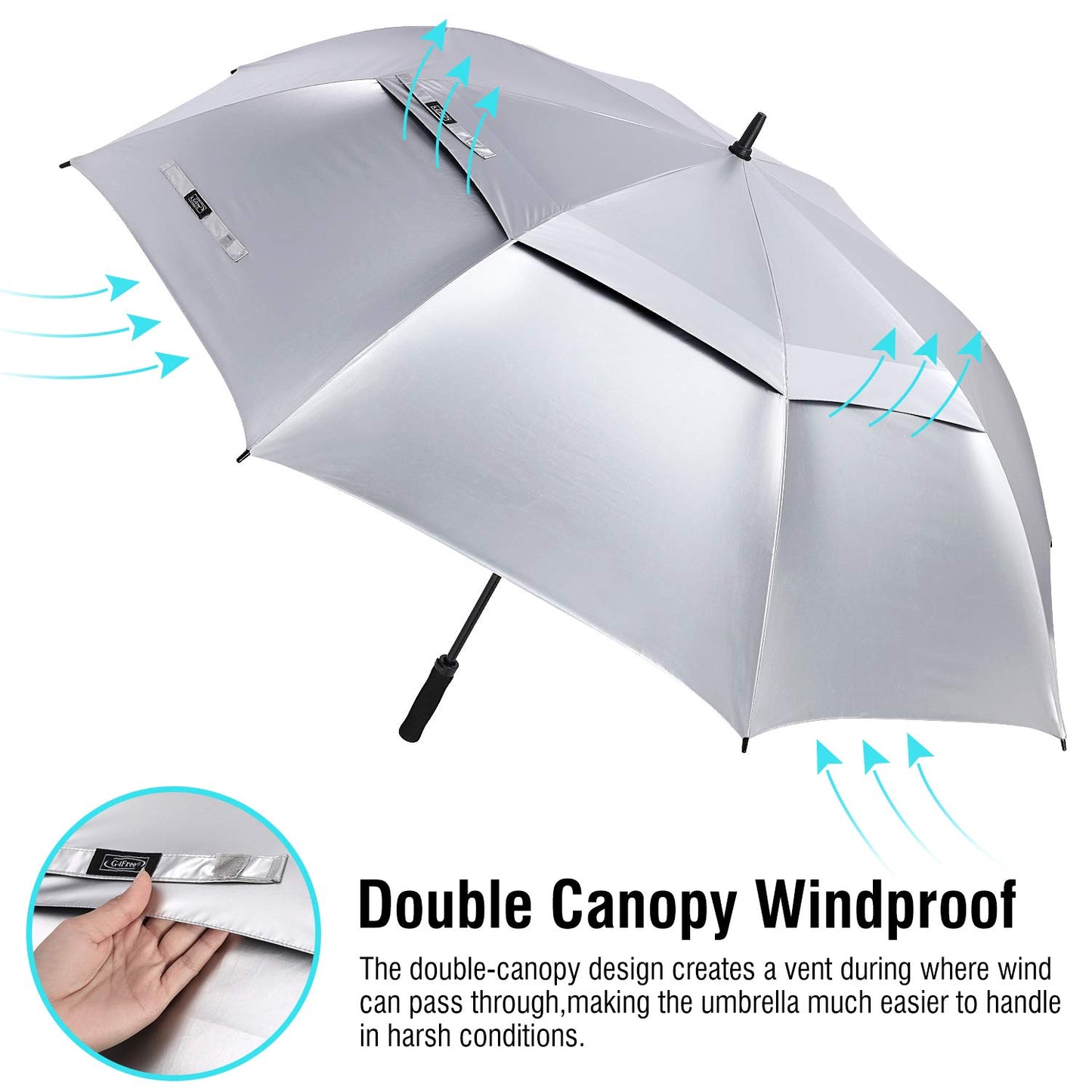 G4Free 72 Inch Oversized Vented Double Canopy Umbrella for Family