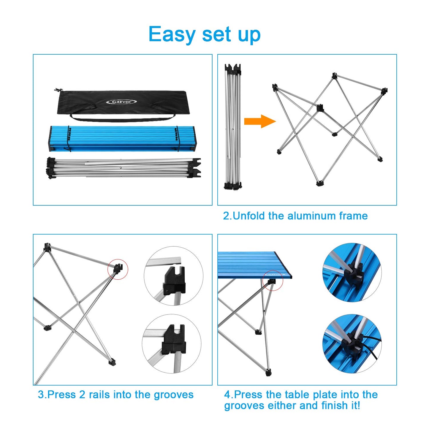 G4Free Portable Camping Table Folding Ultralight Camp Table