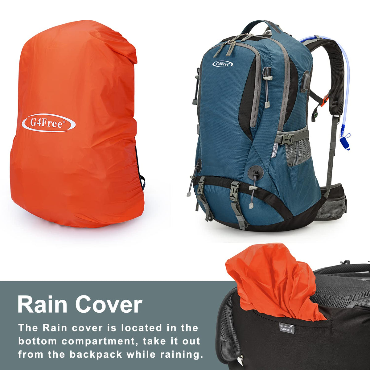 G4Free Activewear - G4Free 50L Waterproof Daypack with 2L BPA Free Bladder & Rain Cover -TN21B001A-TN21B001B-TN21B001F