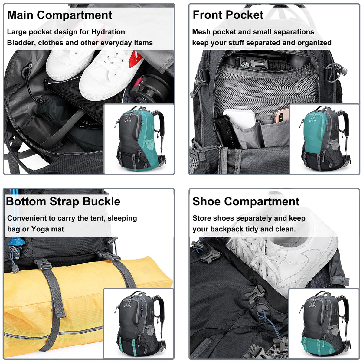 G4Free G4Free 50L Hiking Backpack with Rain Cover for Men Women