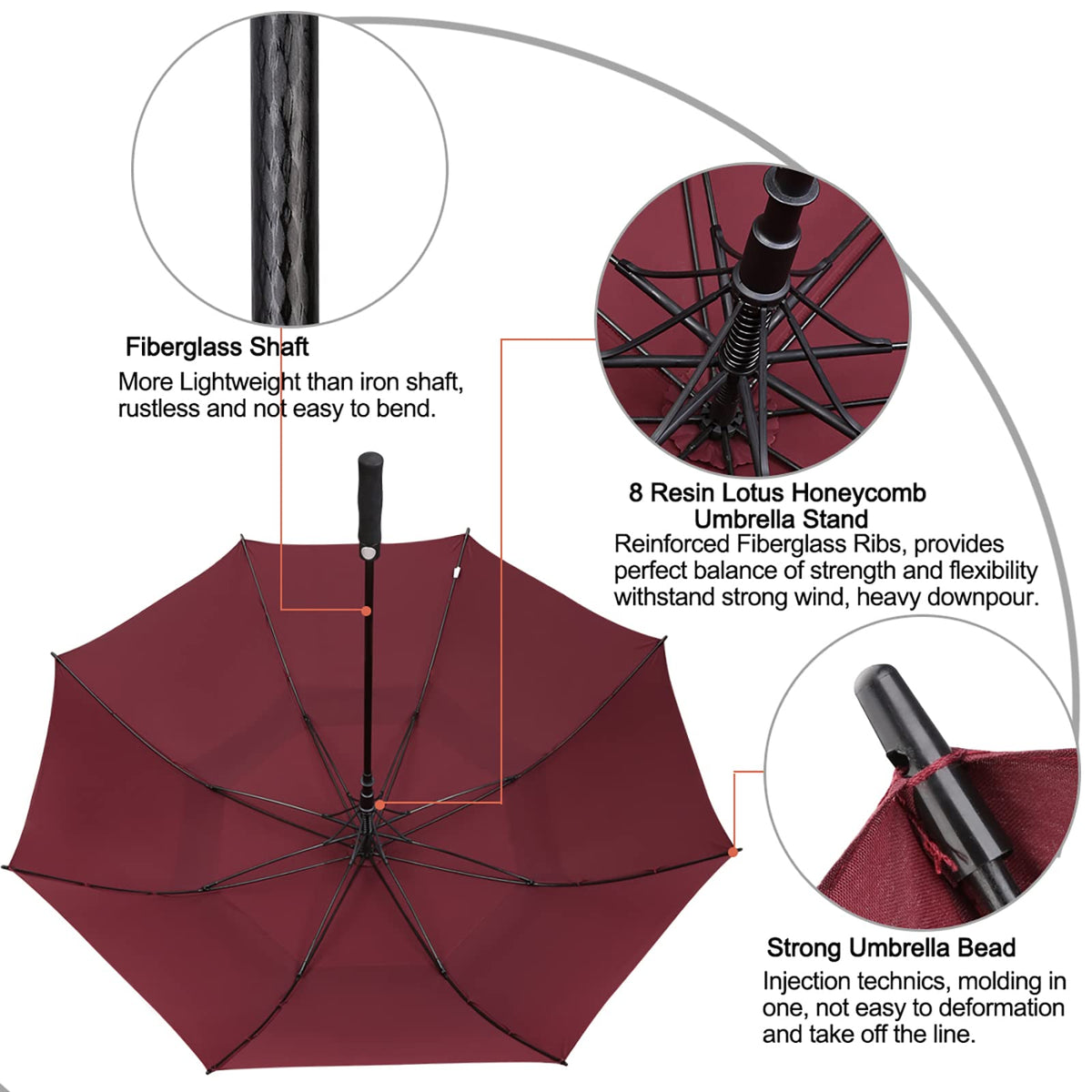 G4Free G4Free Automatic Open Golf Umbrella Double Canopy Vented Stick Umbrellas
