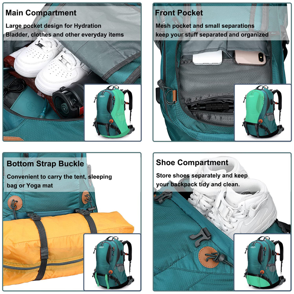 G4Free G4Free 50L Hiking Backpack with Rain Cover for Men Women
