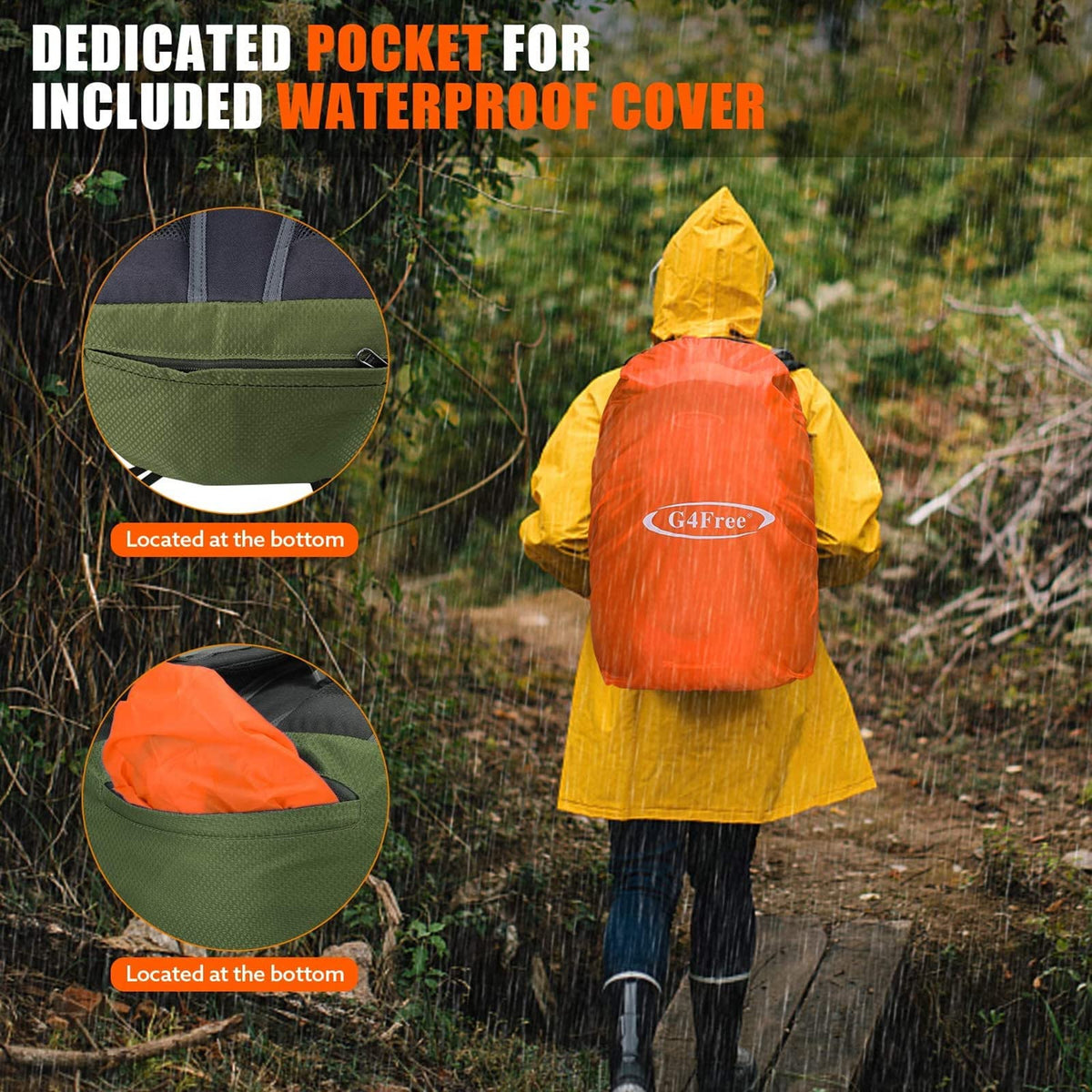 G4Free G4Free 35L Outdoor Sports Travel Daypack with Rain Cover