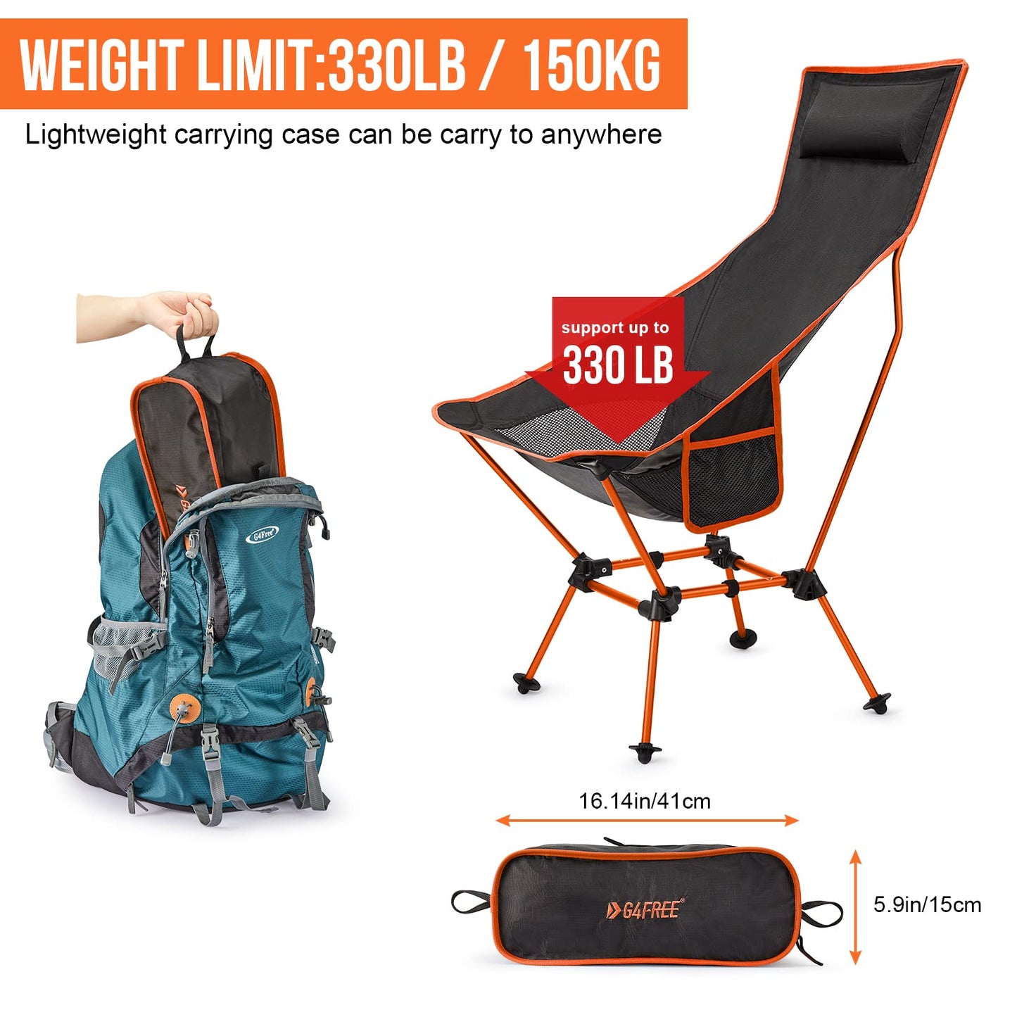 G4Free Lightweight Portable High Back Camp Chair