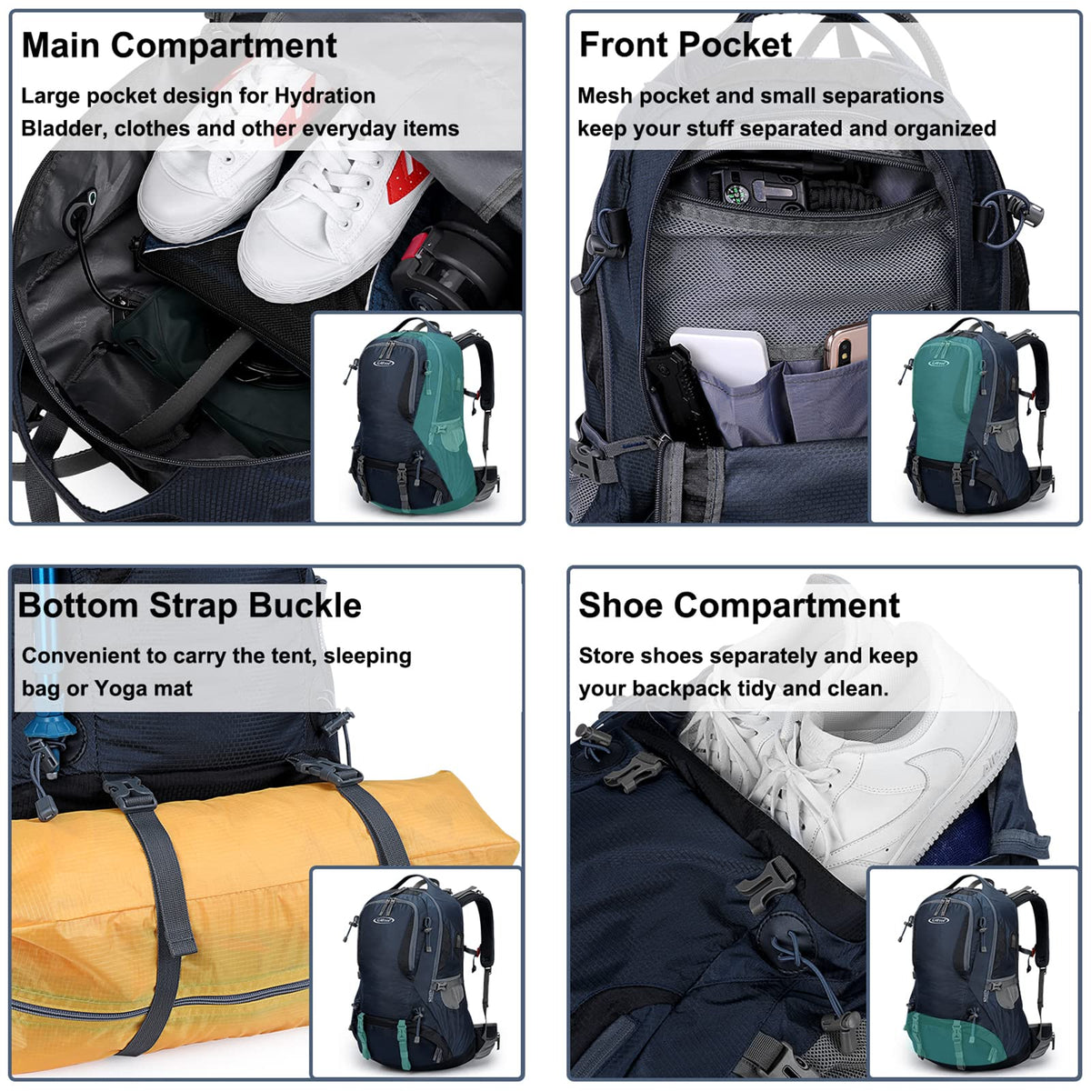 G4Free G4Free 50L Hiking Backpack with Rain Cover for Men Women