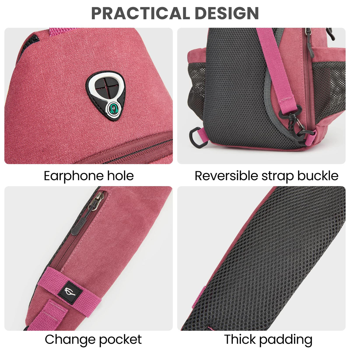 G4Free G4Free Canvas Sling Bag Crossbody Backpack with USB Charging Port & RFID Blocking