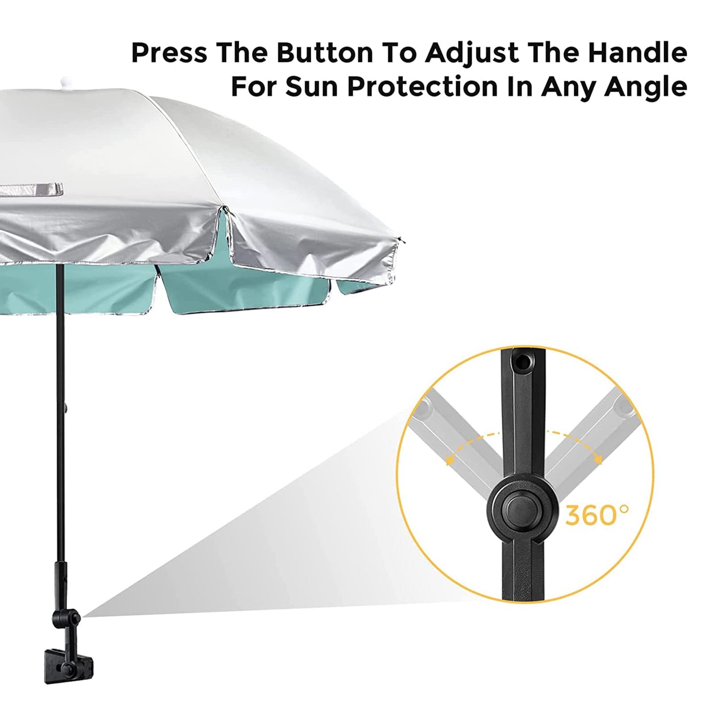 G4Free Universal Clamp On Umbrella Adjustable Outdoor UV Protection Beach Chair Umbrella