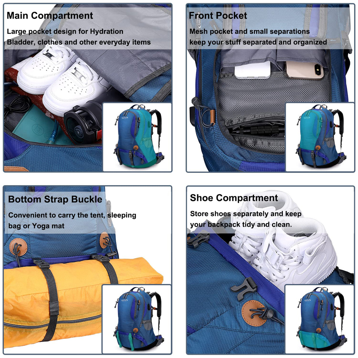 G4Free G4Free 50L Hiking Backpack with Rain Cover for Men Women