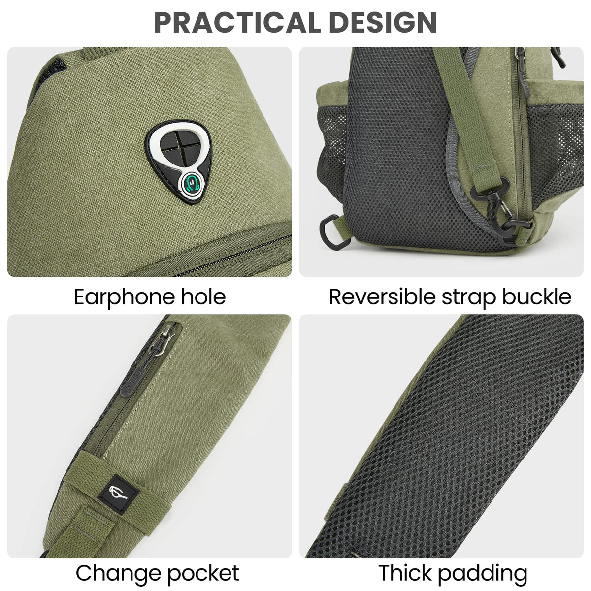 G4Free Activewear - G4Free Anti-Theft Canvas Sling Bag with USB Port -TN22B159A-TN22B159F-TN22B159E-TN22B159D-TN22B159C