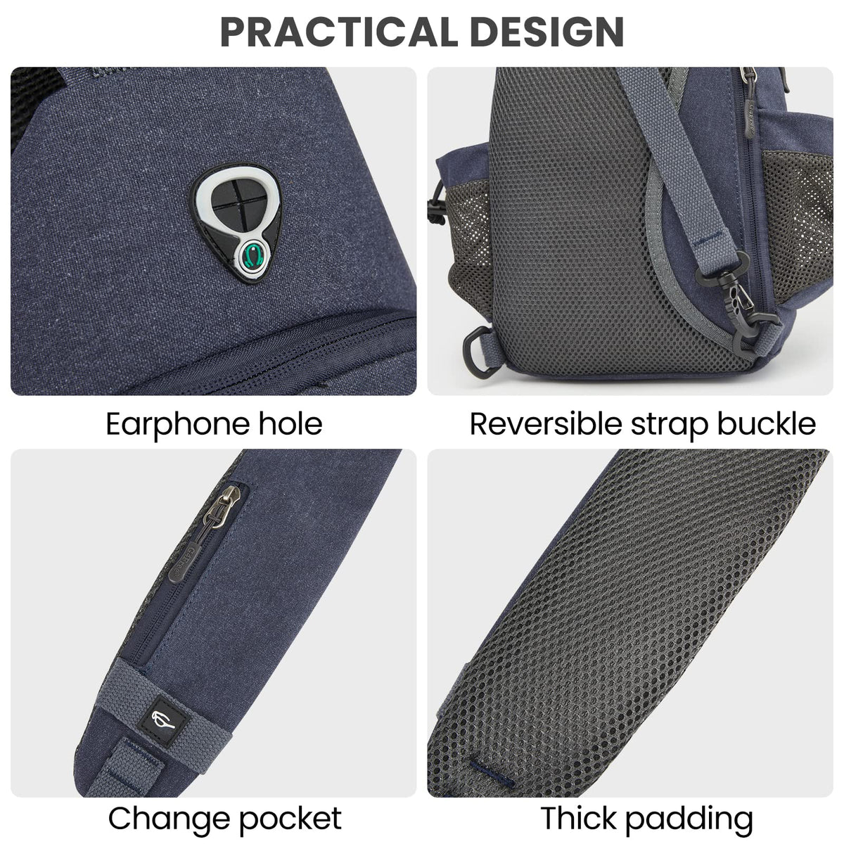 G4Free Activewear - G4Free Anti-Theft Canvas Sling Bag with USB Port -TN22B159A-TN22B159F-TN22B159E-TN22B159D-TN22B159C