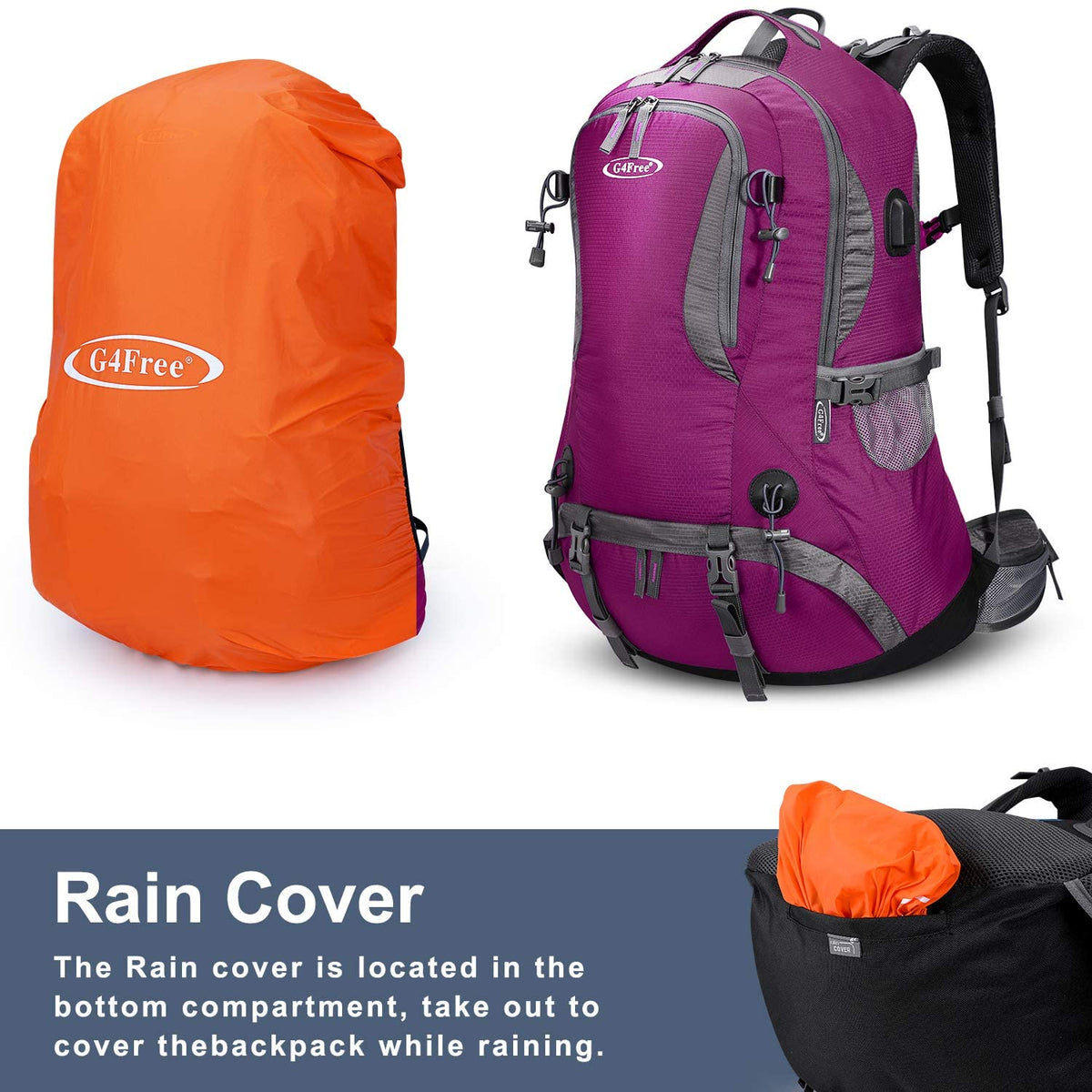 G4Free G4Free 50L Hiking Backpack with Rain Cover for Men Women