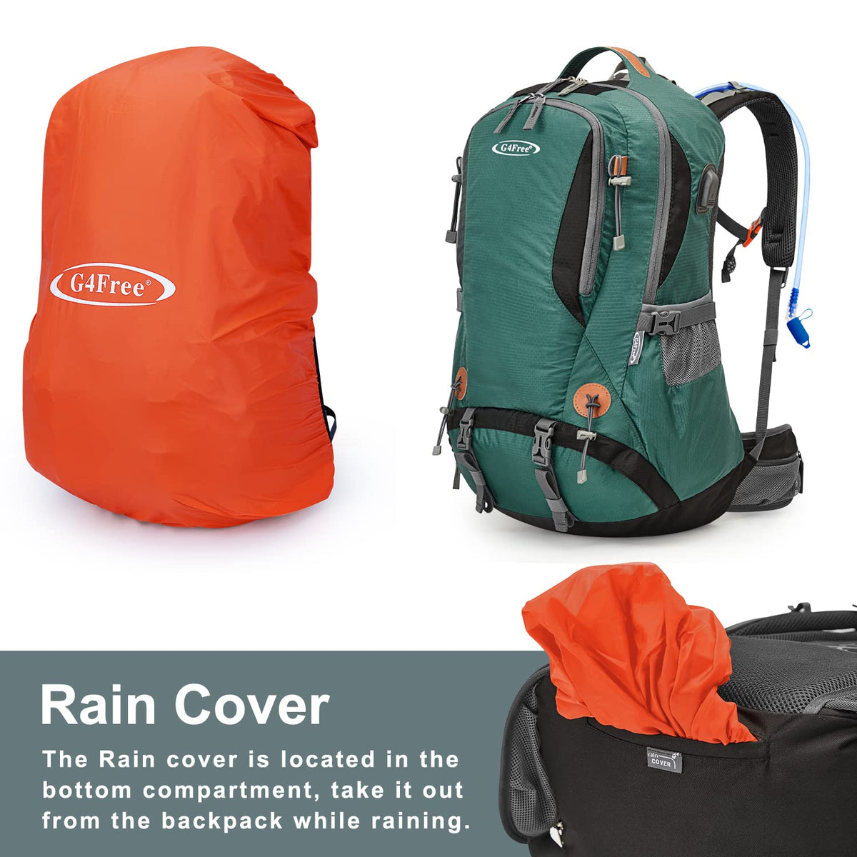G4Free Activewear - G4Free 50L Waterproof Daypack with 2L BPA Free Bladder & Rain Cover -TN21B001A-TN21B001B-TN21B001F