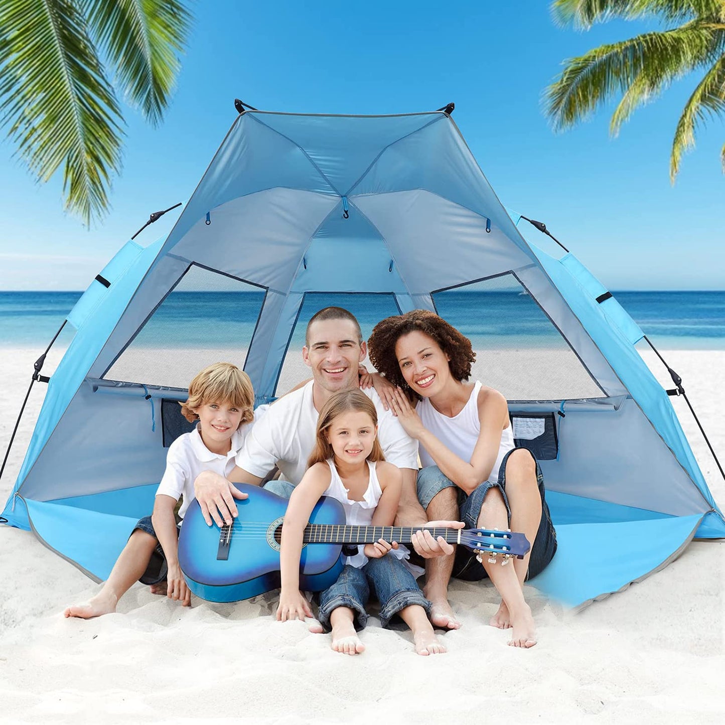 G4Free 3-4 Person Beach Tent Pop Up Shade