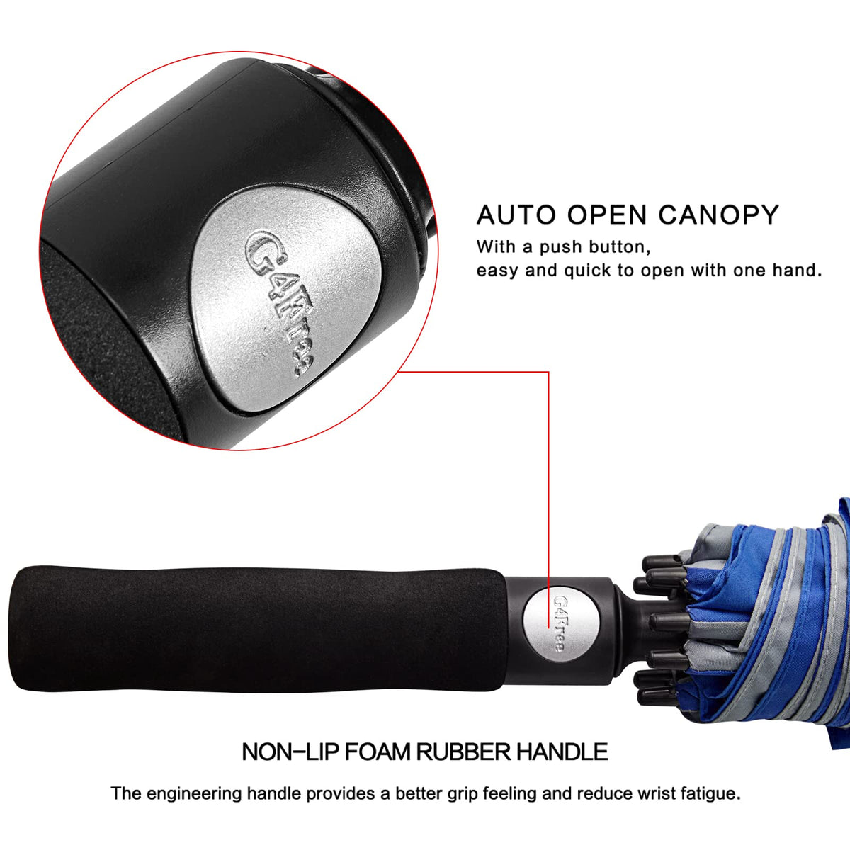 G4Free G4Free Automatic Open Golf Umbrella Double Canopy Vented Stick Umbrellas