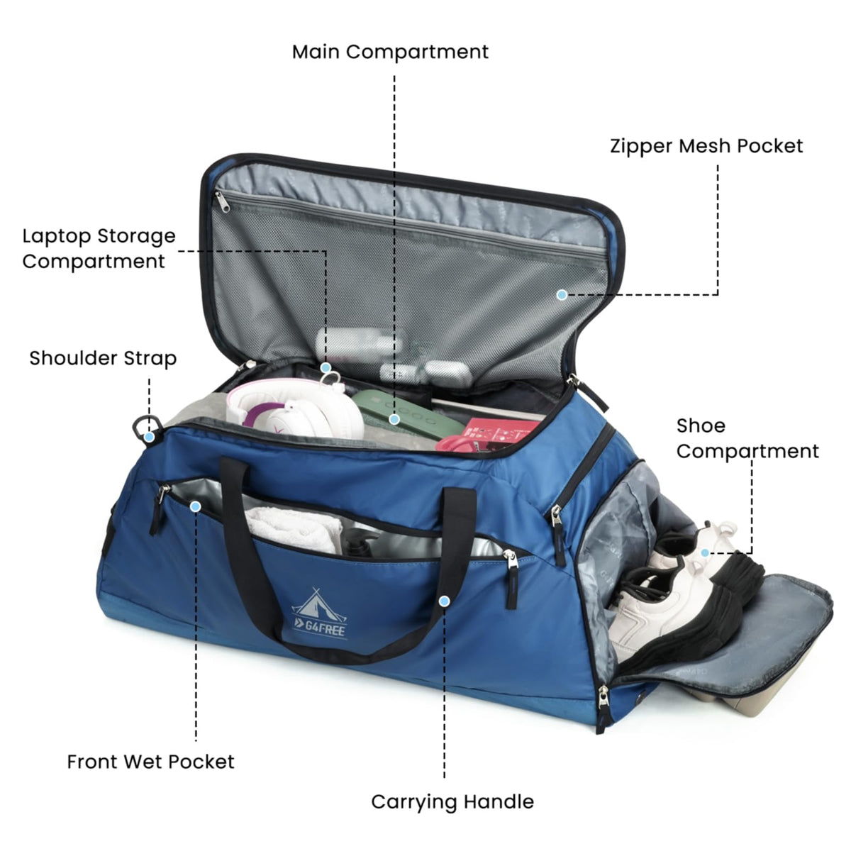 G4Free Activewear - G4Free 60L Gym Bag -TN23B197A-TN23B197C-TN23B197B