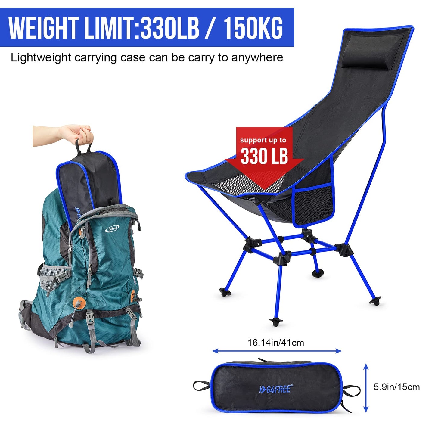 G4Free 2Pack Lightweight Portable High Back Camp Folding Chair